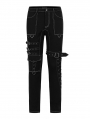 Black and White Gothic Punk Metal Straight Long Pants for Men