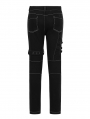 Black and White Gothic Punk Metal Straight Long Pants for Men