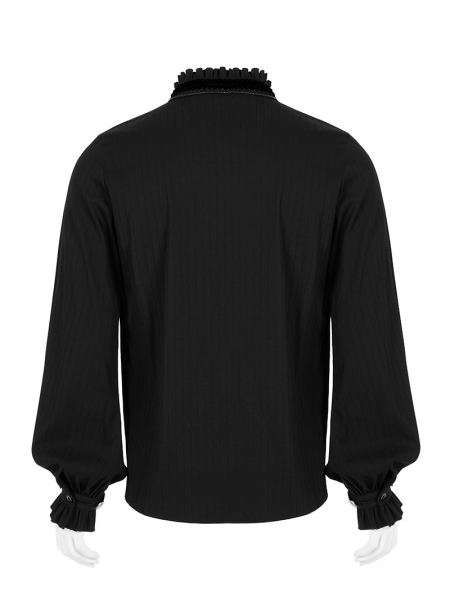 Black Retro Gothic Palace Long Sleeve Shirt for Men - Devilnight.co.uk