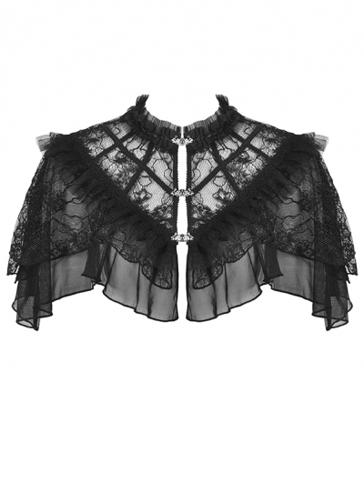 Black Retro Gothic Short Lace Cape for Women