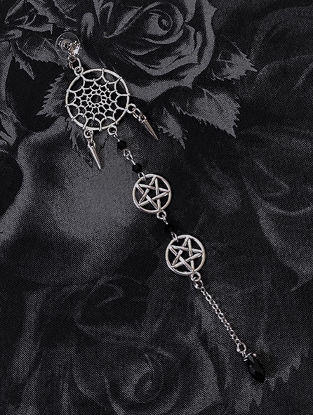 Gothic Punk Pentagram Long Single Earring