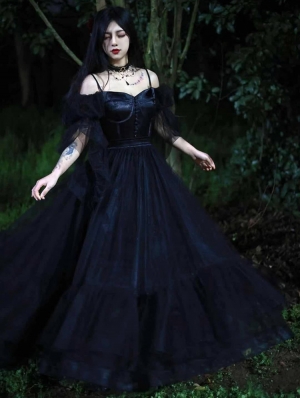 Neverland Light Night Poem Black French Elegant Wedding Lolita OP dress