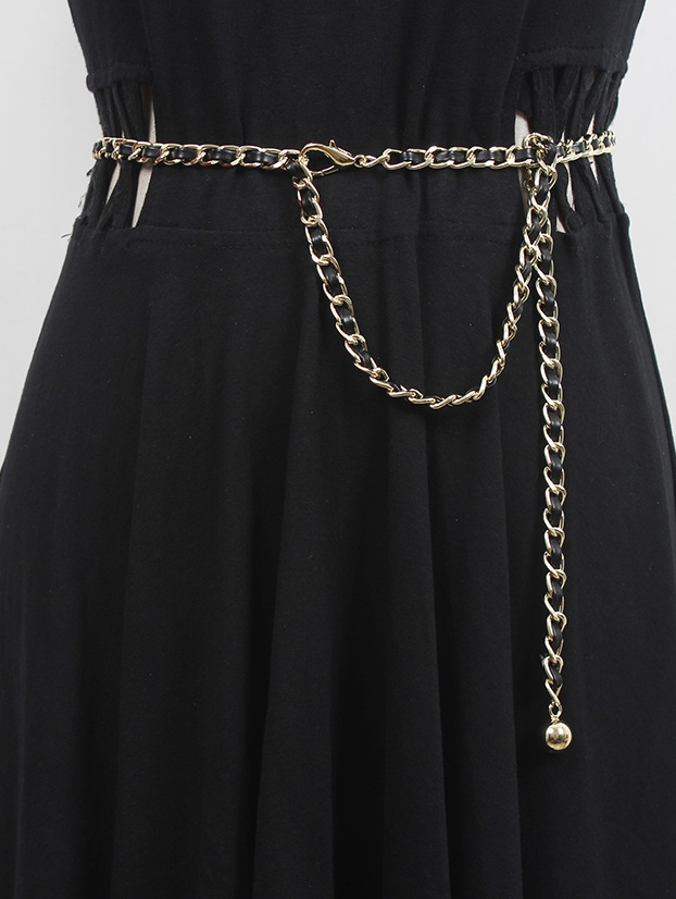 Black Gothic Punk Simple Metal Chain Belt