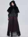 Black Gothic Feather Hooded Short Cape for Women