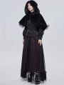 Black Gothic Feather Hooded Short Cape for Women