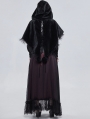 Black Gothic Feather Hooded Short Cape for Women