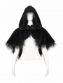 Black Gothic Feather Hooded Short Cape for Women