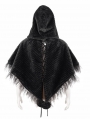 Black Gothic Feather Hooded Short Cape for Women