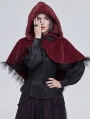 Red Gothic Feather Hooded Short Cape for Women