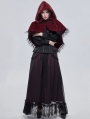 Red Gothic Feather Hooded Short Cape for Women