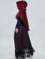 Red Gothic Feather Hooded Short Cape for Women