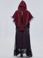 Red Gothic Feather Hooded Short Cape for Women