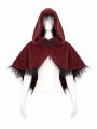 Red Gothic Feather Hooded Short Cape for Women