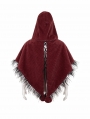 Red Gothic Feather Hooded Short Cape for Women