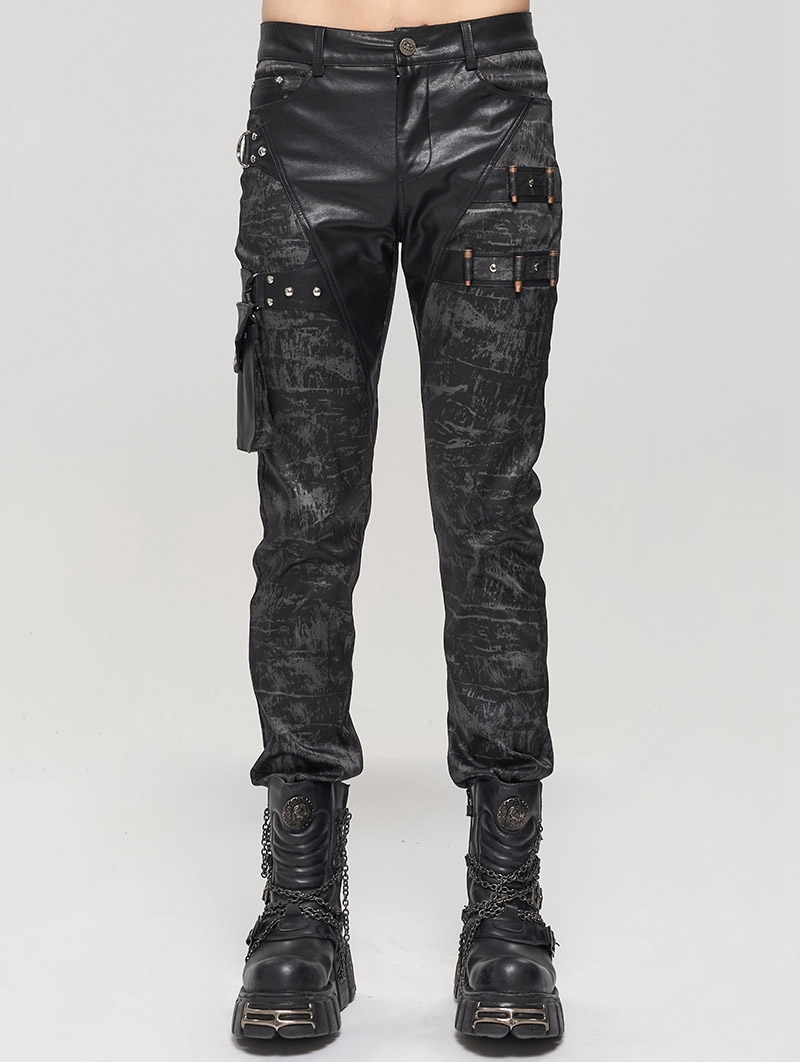 Black Men's Gothic Punk Do Old Style Long Trousers