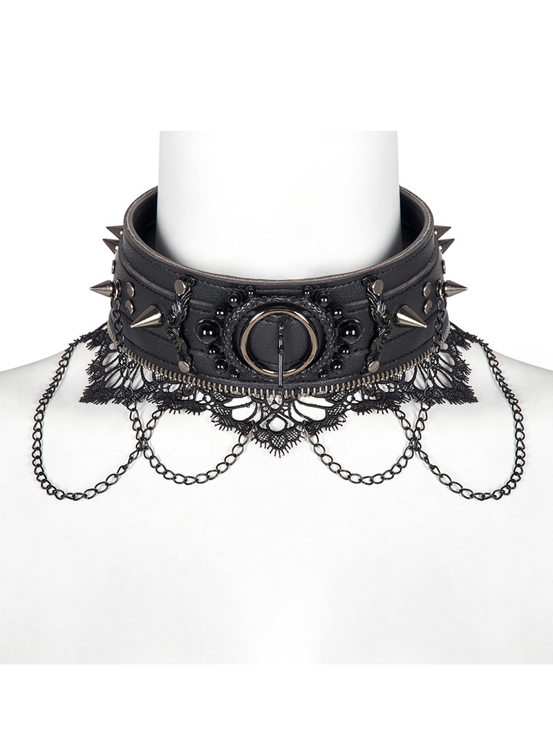 Black Gothic Punk Lolita Choker Collar for Women