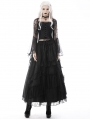 Black Gothic Vintage Elegant Frilly Lace Long Skirt