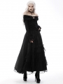 Black Gothic Vintage Elegant Frilly Lace Long Skirt