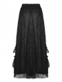 Black Gothic Vintage Elegant Frilly Lace Long Skirt