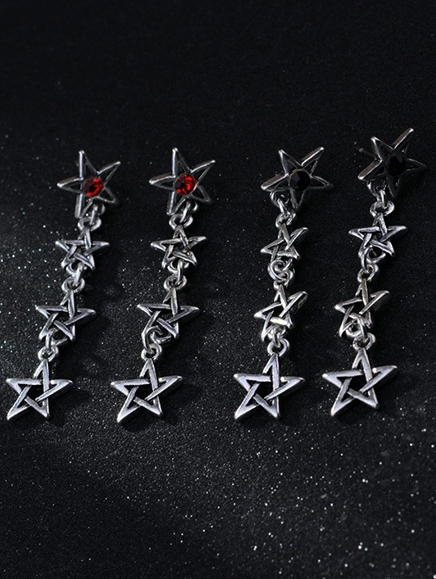 Gothic Dark Retro Punk Metallic Pentagram Stud Earrings