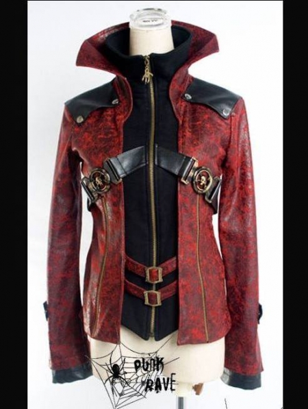 Black and Red Leather Vampire Style Gothic Jacket for Women ...