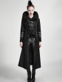 Black Long to Short Gothic Military Trench Coat for Women