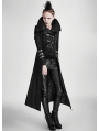 Black Long to Short Gothic Military Trench Coat for Women