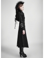 Black Long to Short Gothic Military Trench Coat for Women