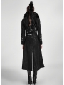 Black Long to Short Gothic Military Trench Coat for Women