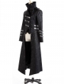 Black Long to Short Gothic Military Trench Coat for Women and Men