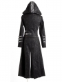 Black Long to Short Gothic Military Trench Coat for Women and Men