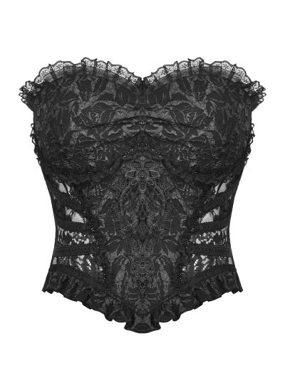 Black Gothic Hollow Out Sexy Jacquard Overbust Corset