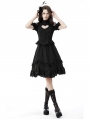 Black Gothic Sexy Heart Hollow-Out Short Sleeve Blouse for Women