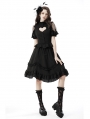 Black Gothic Sexy Heart Hollow-Out Short Sleeve Blouse for Women