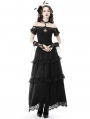 Black Gothic Lace Off-the-Shoulder Short Sleeve Top for Women