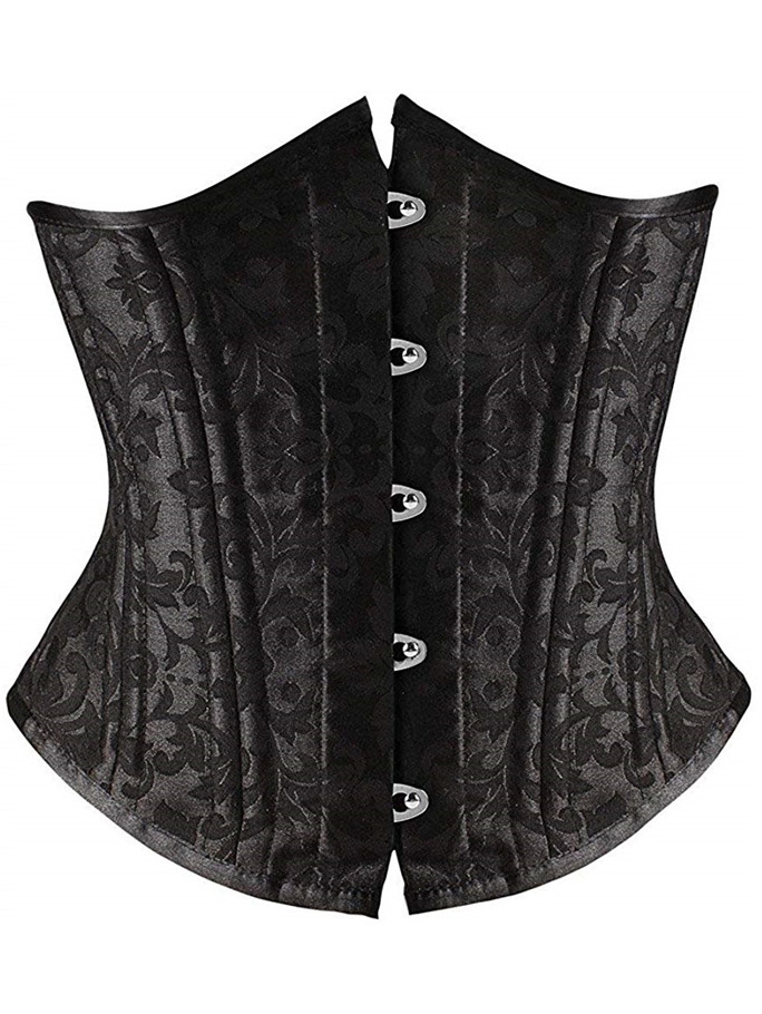 Black/White Jacquard Gothic Underbust Waist Cincher Corset