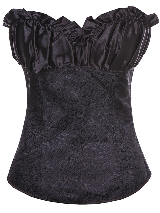 Black Jacquard Overbust Gothic Burlesque Corset