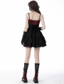 Black and Red Spider Bow Gothic Frilly Strap Short Party Dress