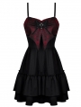 Black and Red Spider Bow Gothic Frilly Strap Short Party Dress