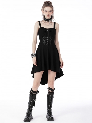 Black Gothic Punk Rebel Girl High Low Dress