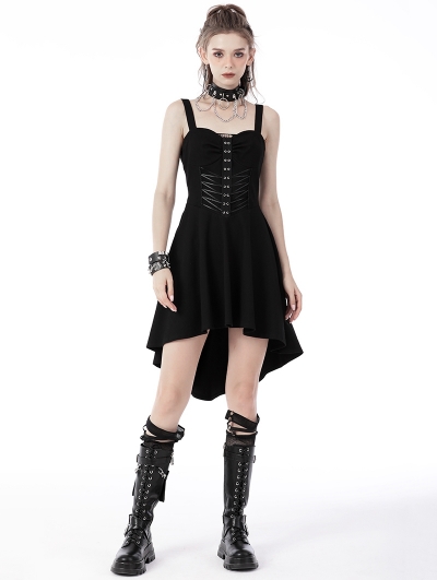 Black Gothic Punk Rebel Girl High Low Dress