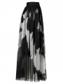 Black and White Gothic Tie Dyed Embroidery Gauze Long Skirt