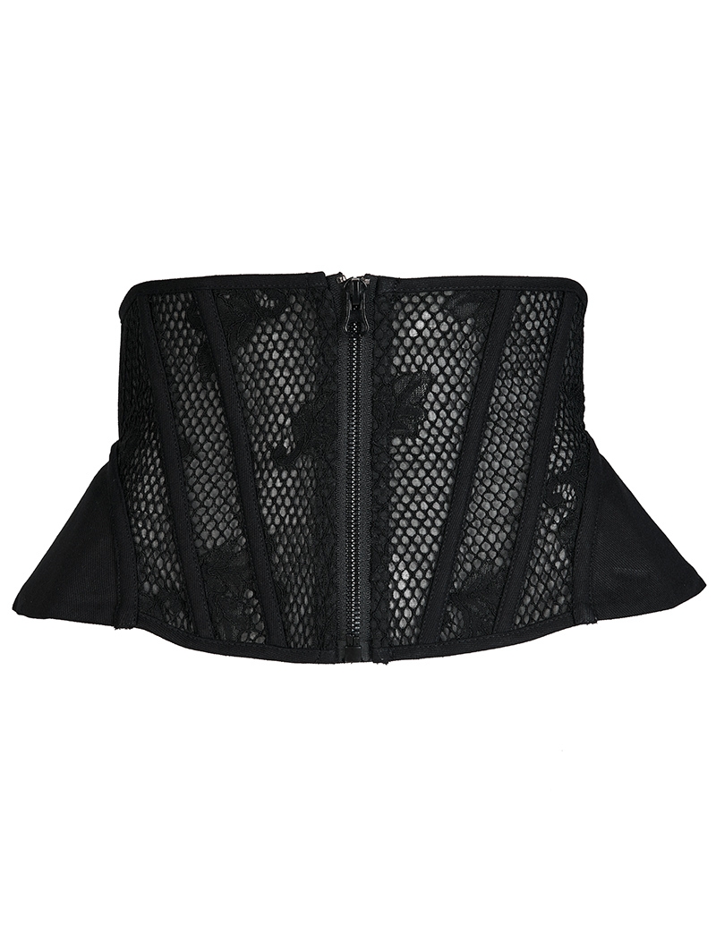 Black Gothic Palace Texture Silhouette Mesh Waistband