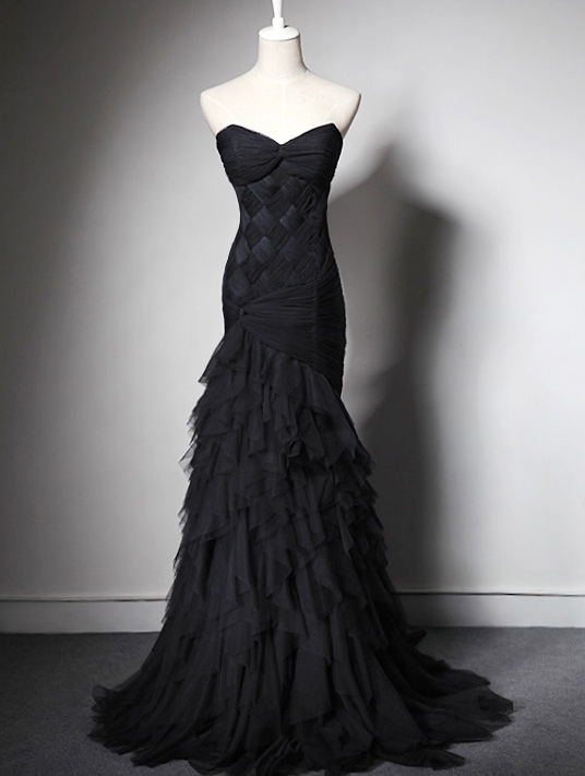 Black Elegant Gothic Mermaid  Wedding Dress