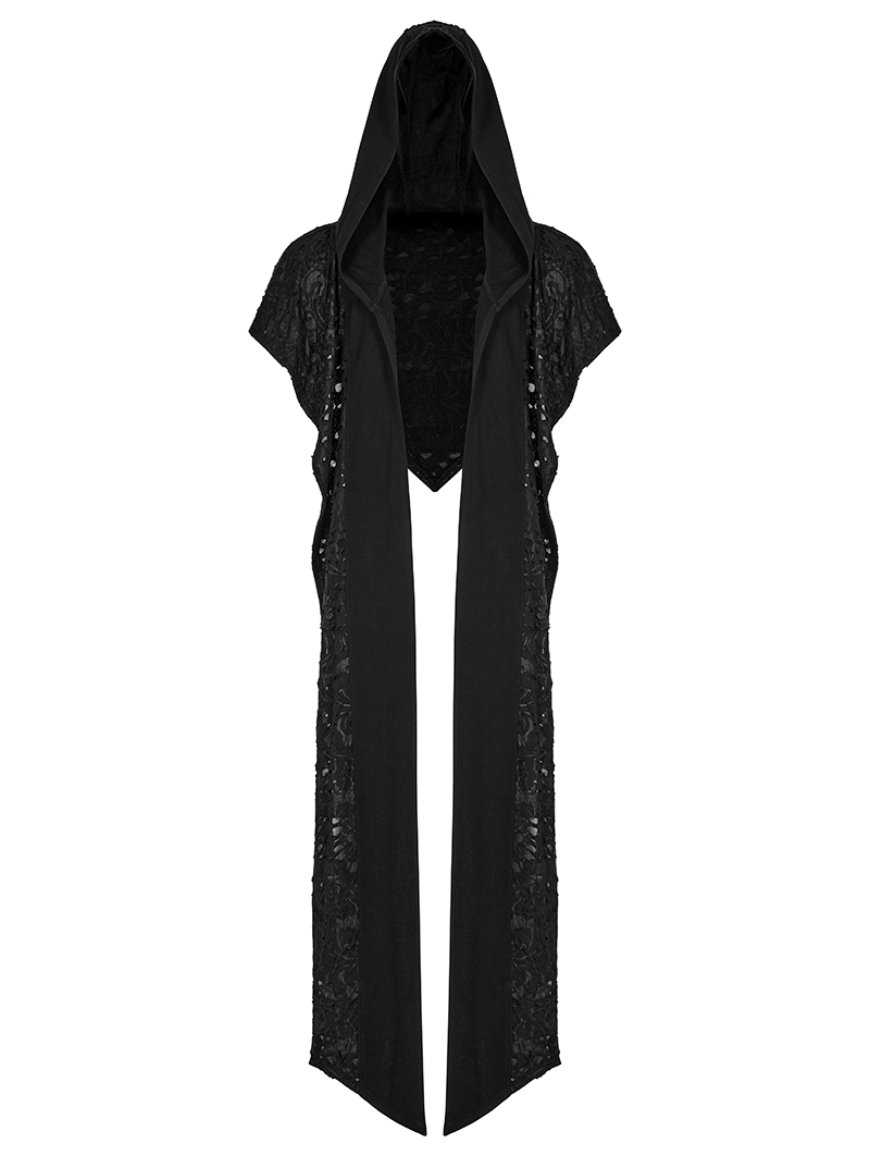 Black Gothic Post Doomsday Hooded Scarf for Men