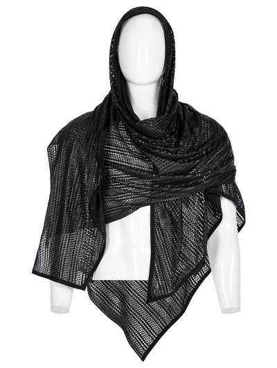 Black Gothic Post Apocalyptic Gauze Scarf for Men