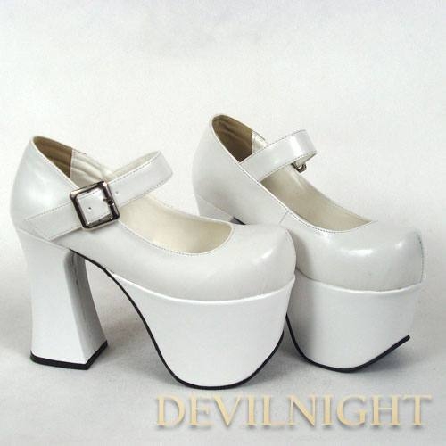 White/Black/Red Classic Simple Lolita High Heel Shoes