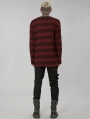 Black and Red Gothic Punk Daily Wear Loose Stripe Sweater for Men