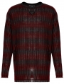 Black and Red Gothic Punk Daily Wear Loose Stripe Sweater for Men