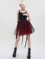 Black and Red Gothic Short Tiered Puffy Tulle Skirt